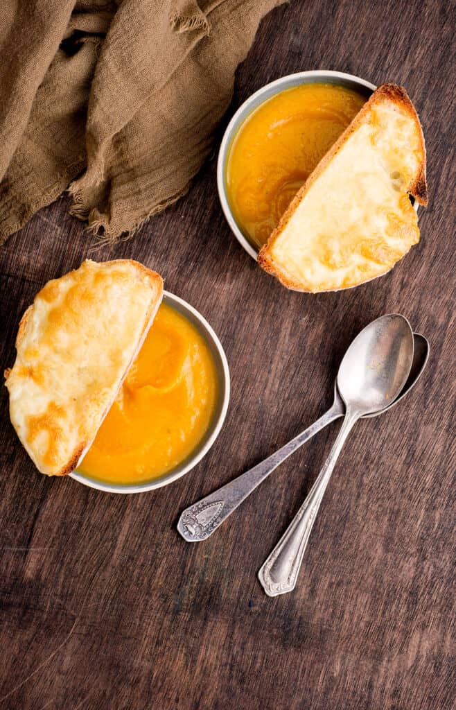 Creamy pumpkin soup bowls