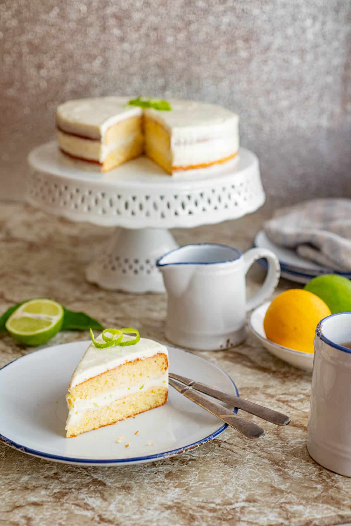 Lime cake with cream cheese frosting.