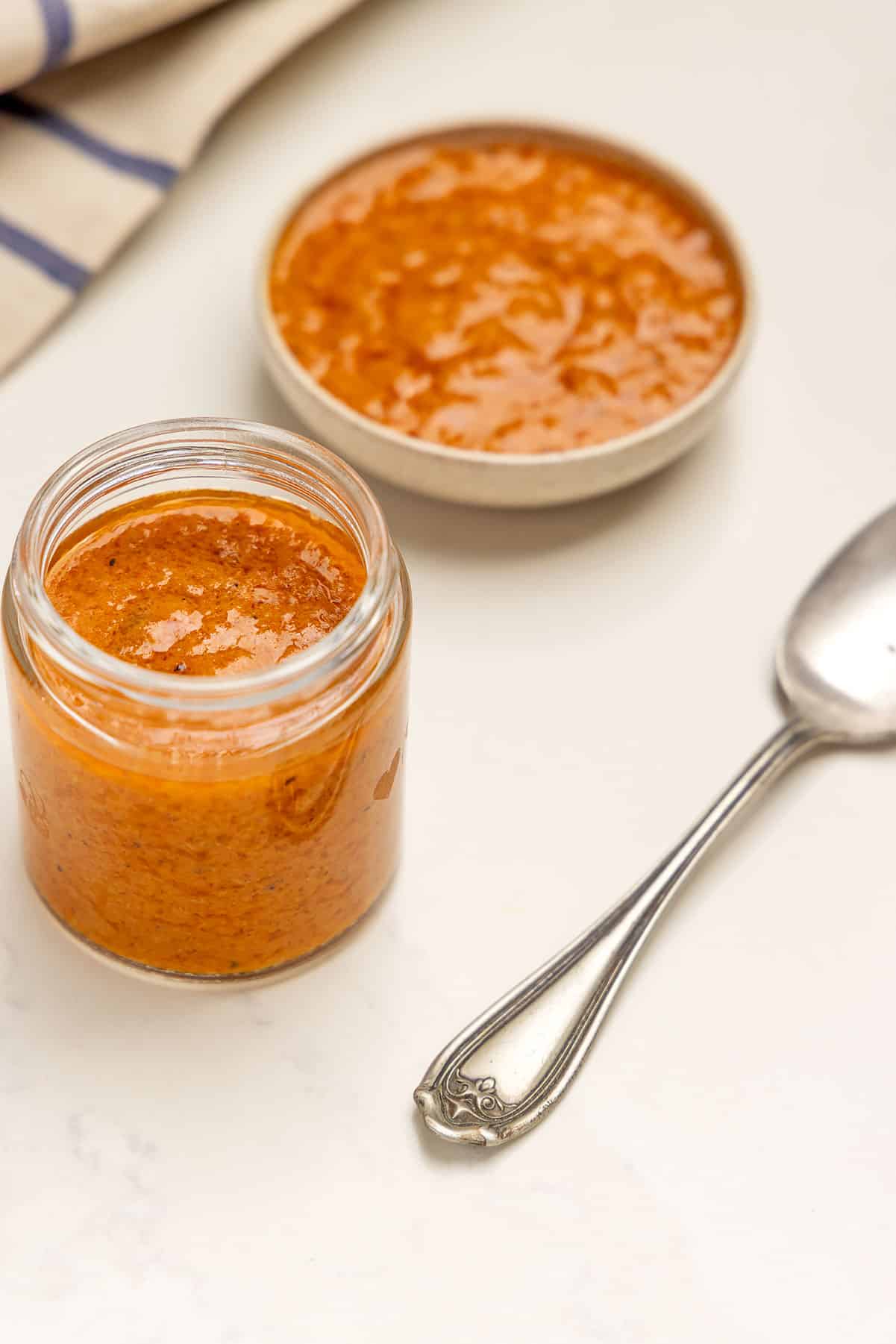 Roasted red pepper sauce.