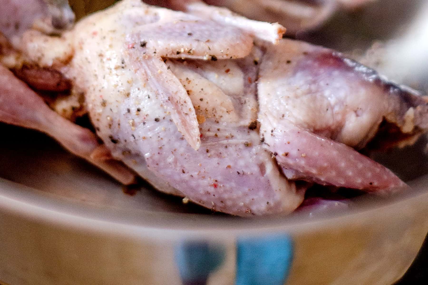 Seasoning the quail
