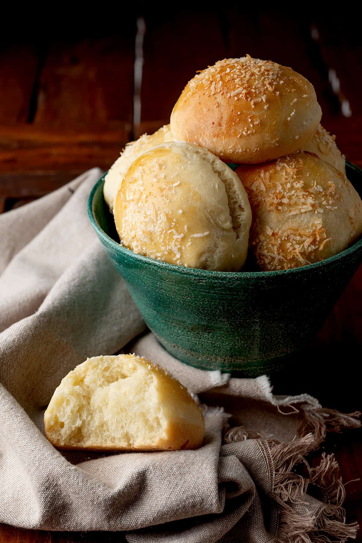 Coconut bread rolls.