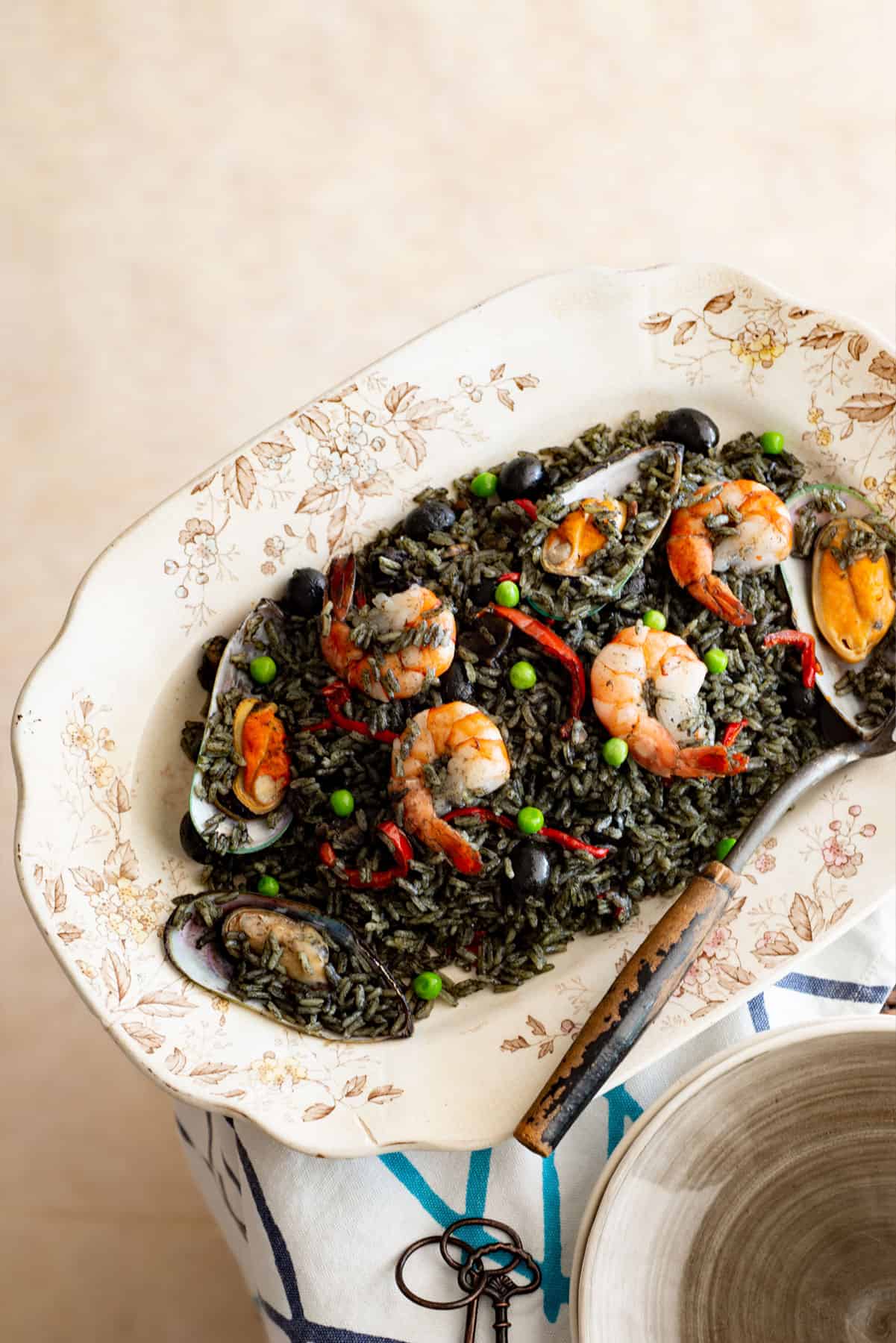 Spanish seafood black rice.