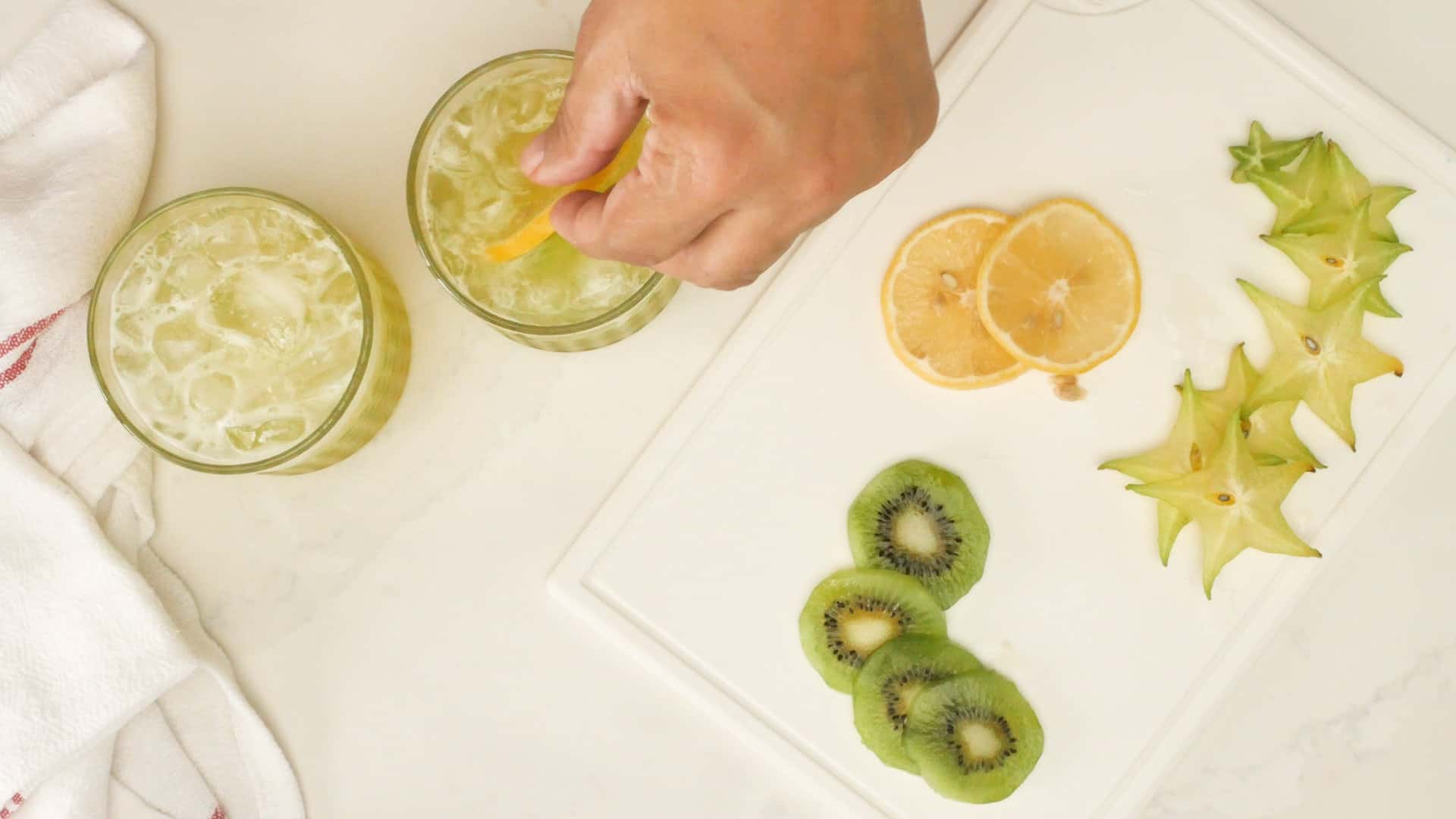 Serving starfruit kiwi refresher.