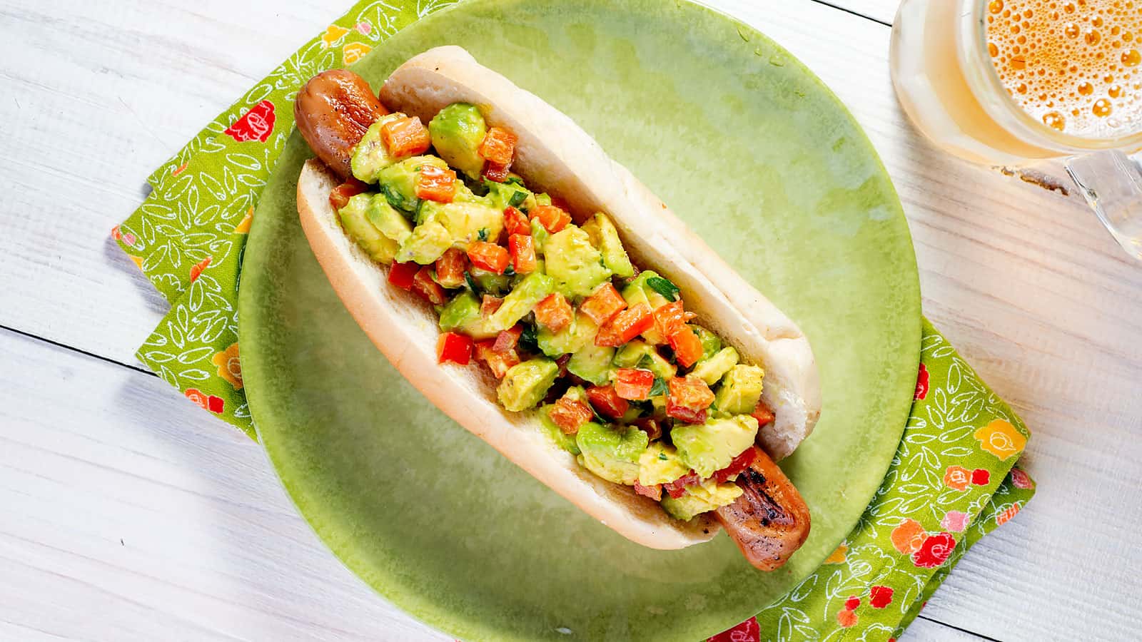 Easy avocado hot dog.