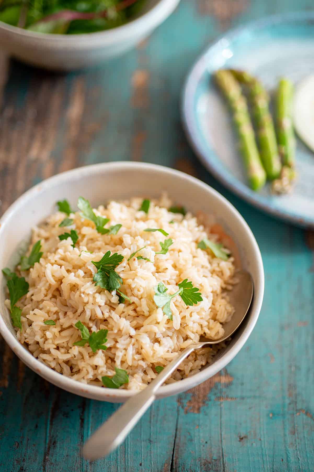 Plato de arroz integral.