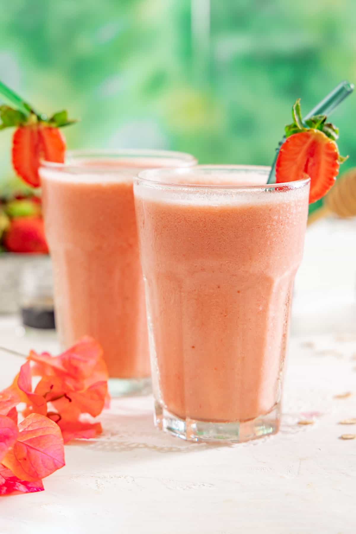 Strawberry oatmeal smoothie.