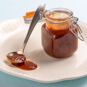 Homemade spicy BBQ guava sauce.