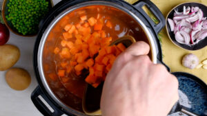 Cooking vegetables.