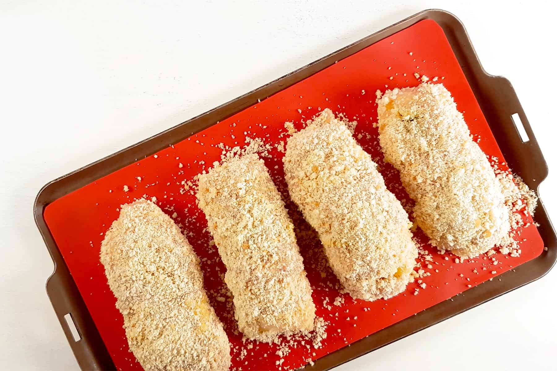 Chicken coated with panko.