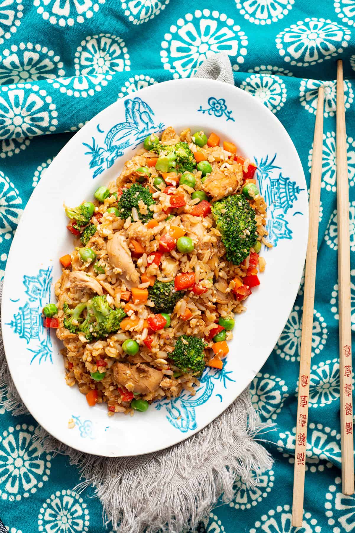 Chicken and brown rice stir fry.