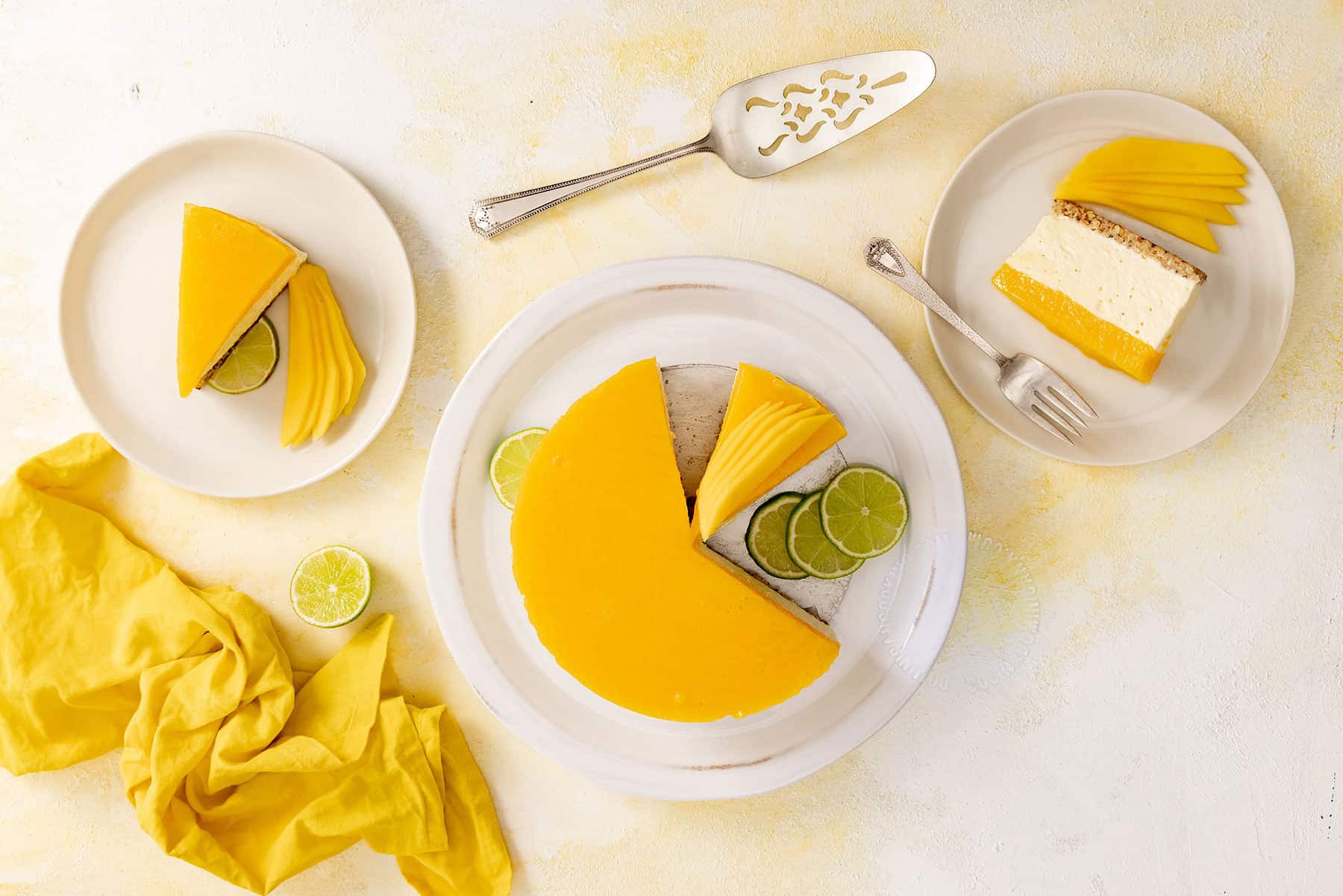 Cheesecake de mango sin hornear.
