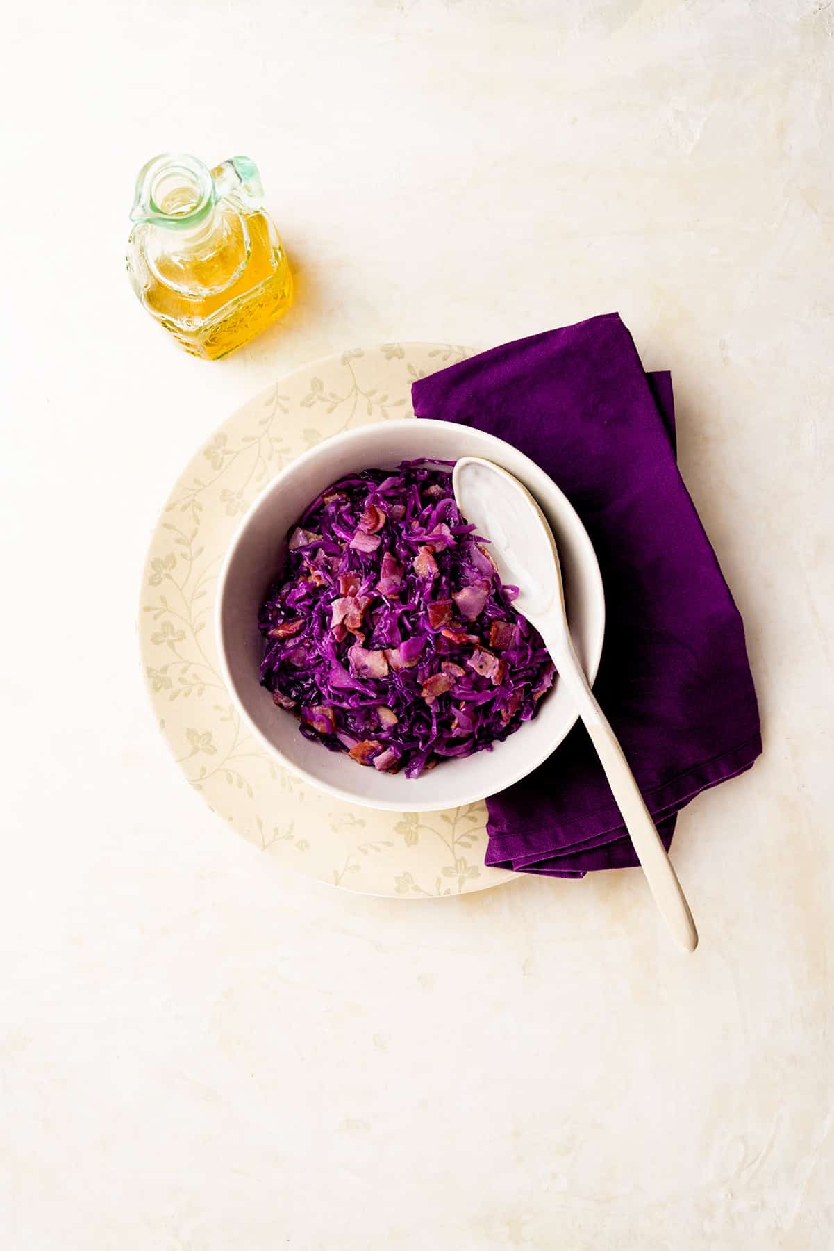 Sweet and sour red cabbage slaw.