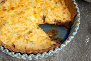 Onion tart served.
