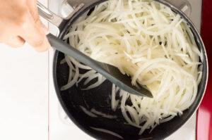 Caramelizing onions.