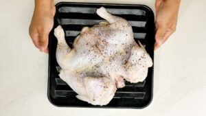 Chicken ready to be roasted.