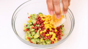 Mixing ingredients.