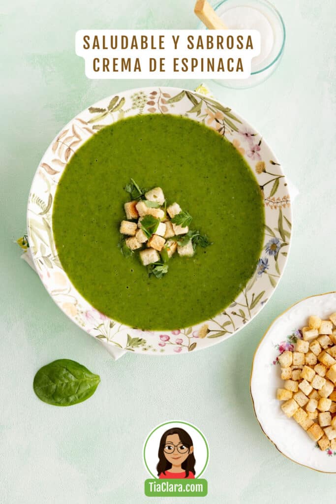 Sopa crema de espinacas.