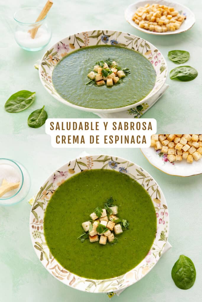 Sopa crema de espinacas.